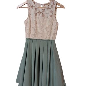 Floral Lace Top Green Dress